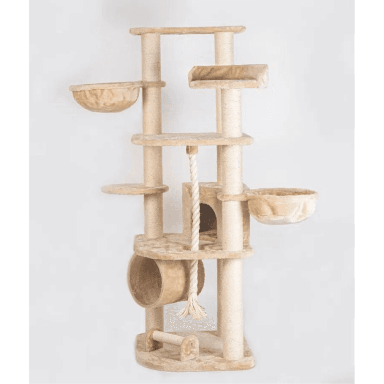 Beige Cat Tree and Scratcher (120x64x181 cm)