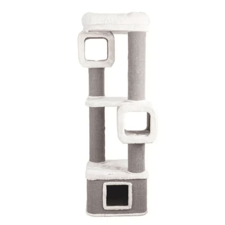 Fancy Grey and White Cat Tree and Scratcher (60x60x194 cm)