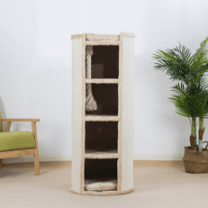 Modern Tower Cat Tree with Multi-Level Platforms and Rope Toy - Beige colour-50x50x120cm