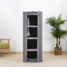 Modern Tower Cat Tree with Multi-Level Platforms and Rope Toy - Dark Gray color-50x50x120cm