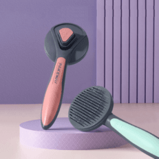 Pet Grooming Brush with Button ? Easy Hair Removal Tool for Cats & Dogs