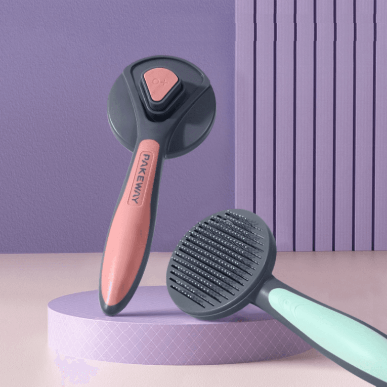 Pet Grooming Brush with Button – Easy Hair Removal Tool for Cats & Dogs