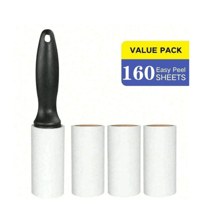 Super Sticky Pet Hair Remover Lint Roller – 80:160 Sheets with Handle & 4 Refills