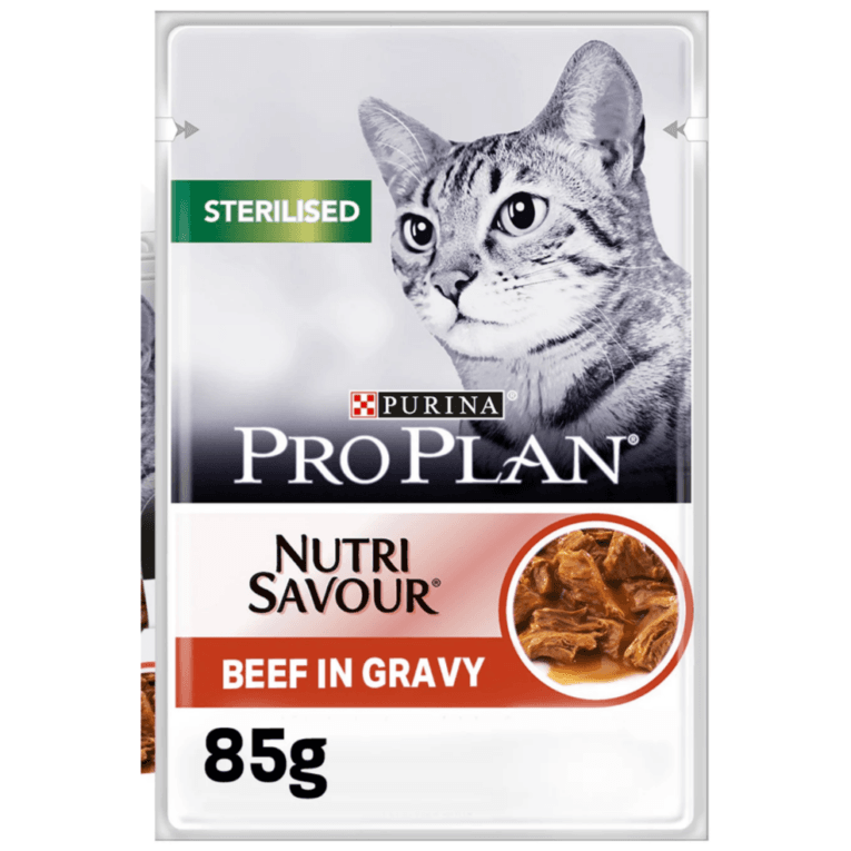 PRO PLAN Sterilised Wet Cat Food with Beef Grilled in Gravy – 85g