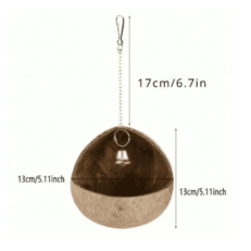 Small Natural Coconut Shell Bird Nest – Hanging Bird House with Bell for Parrots, Lovebirds, Finches (Pad Not Included)
