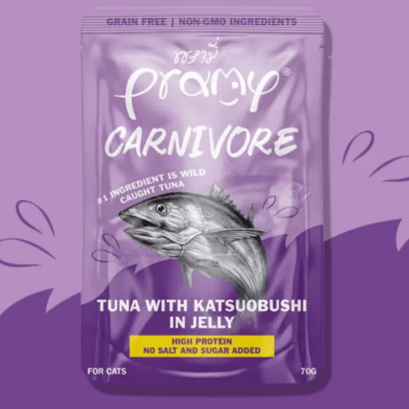 Pramy Carnivore – Tuna with Katsuobushi in Jelly Wet Food for Cats, 70g