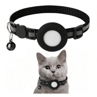 Cat Collar with AirTag Holder and Bell - Adjustable Tracker Collar