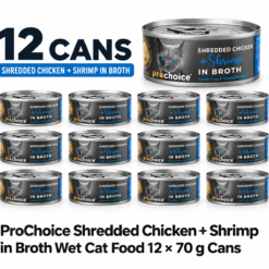 ProChoice Deluxe Shredded Chicken & Shrimp in Broth Cat Wet Food - 12 Cans
