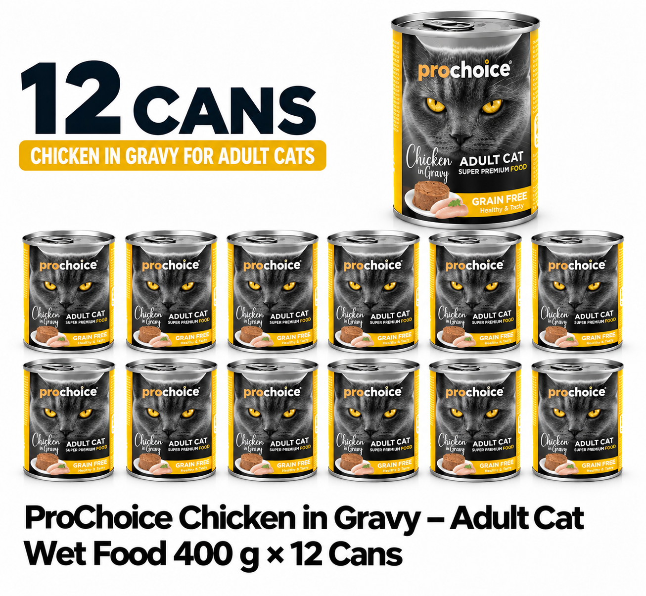 ProChoice Chicken Pat Cat Wet Food - 400g x 12 Cans