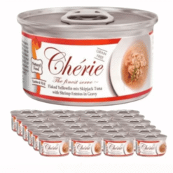 Cherie Flaked Yellowfin Mix Skipjack Tuna with Wild Salmon Entr?es in Gravy Cat Wet Food - 24 x 80g