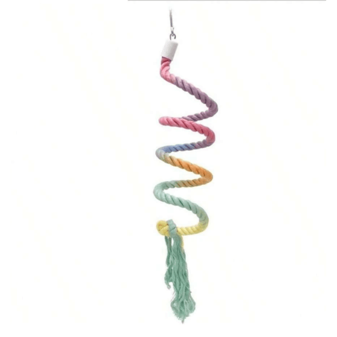 Colorful Flexible Climbing Rope Stand for Parrots – Dual-Headed Bird Cage Perch Toy (1pc)