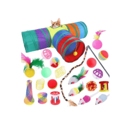 Interactive Feather Cat Toys Set with Foldable 3-Way Tunnel, Suitable for Indoor Cats - Promotes Active and Playful Bonding Time
