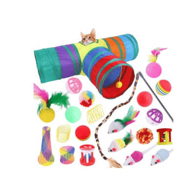 Interactive Feather Cat Toys Set with Foldable 3-Way Tunnel, Suitable for Indoor Cats - Promotes Active and Playful Bonding Time