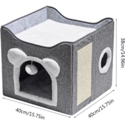 Multi-Functional Cat House with Scratch Board and Toy Ball