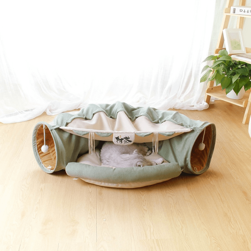 Multifunctional Cat Tunnel with Cozy Bed