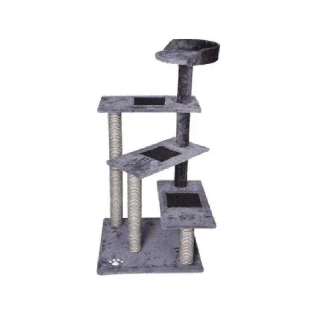 Cat Tree with Scratching Post and 4 Platforms ? 50x50x100cm Sisal Gray