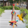 Parrot Rope Toy with Wooden Blocks & Beads – Colorful Bird Chew & Cage Decor (1pc)