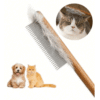 Pet Hair Removal Comb ? Wooden Handle Deshedding Slicker Brush