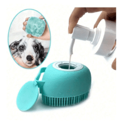 Pet Shampoo Brush - Silicone Massage Rubber Bath Comb with Shampoo Dispenser for Dogs and Cats Grooming