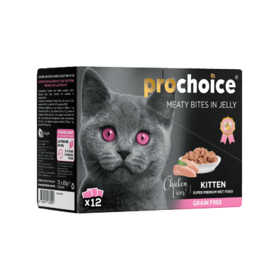 Prochoice Kittens Chicken and Liver Chunks in Jelly Cat Food - 12 x 85g