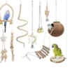 10PCS Natural Bird Toy Set - Coconut Nest, Swings, Chew Toys & Climbing Rope for Parrots & Small Birds