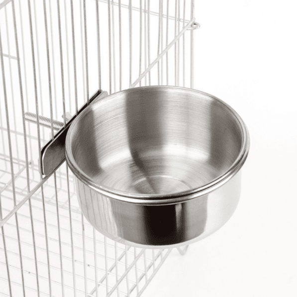 Stainless Steel Bird Feeding Bowl with Cage Mount - Small (10cm)