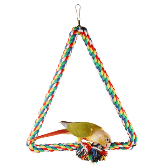 Colorful Triangular Bird Rope Swing with Hanging Clip - Parrot Toy