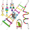 6PCS Colorful Bird Toys Set - Hanging Chew Toys, Ladders & Swings for Parrots & Small Birds