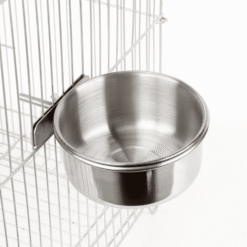 Stainless Steel Bird Feeding Bowl with Cage Mount - Large (14cm)