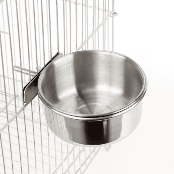 Stainless Steel Bird Feeding Bowl with Cage Mount - Large (14cm)