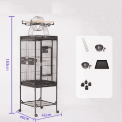 Large Bird Cage with Play Top - 163cm Parrot Cage with Wheels & Accessories | Bird Cage