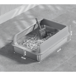 Stainless Steel Non-Stick Cat Litter Box with High Sides (50?35?20cm)