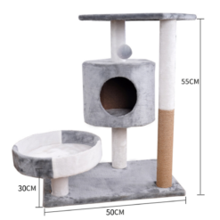 عرض بديل لـ Cozy Multi-Level Cat Tree - Perfect for Scratching, Climbing, and Lounging - Light Gray
