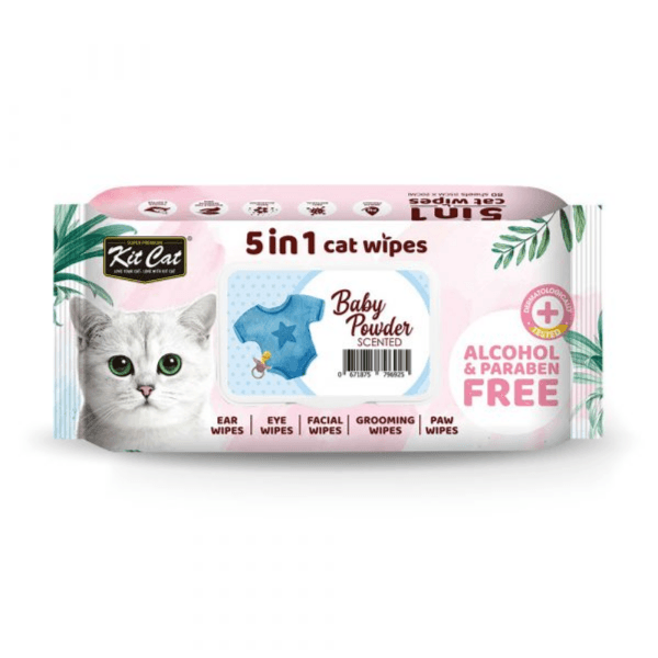 Kit Cat 5-in-1 Cat Wipes Baby Powder 80pcs
