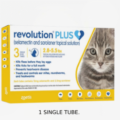 Zoetis Revolution Plus 0.25ml, 1.3–2.5kg 1 Tube – Flea, Tick, Worm & Mite Protection For Cats