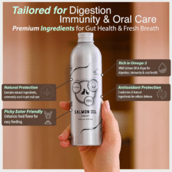 Alternative view of O2Pets Teeth and Stomach Omega Platinum – Wild Caught Norwegian Salmon Oil for Dogs & Cats (50 ml)