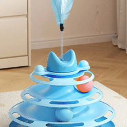 3-Layer Cat Turntable Toy with Feather Wand & Balls – Interactive Kitten Play Toy