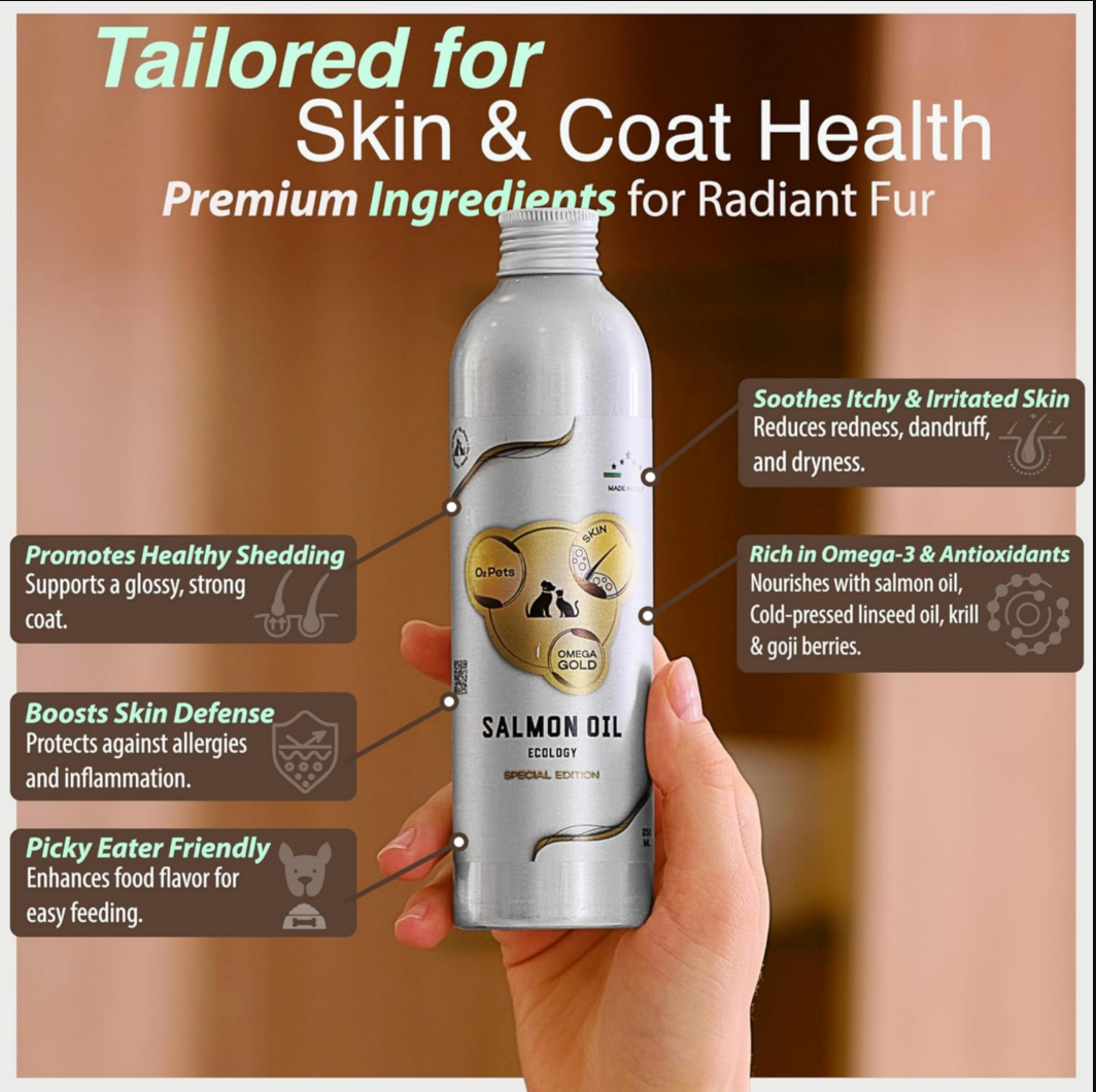 O2Pets Skin Omega Gold - Omega Gold Skin – Wild Caught Norwegian Salmon Oil for Dogs & Cats (50 ml) - Image 2
