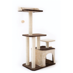 Multi-level Cat Tree With Scratching Posts & Condo – Beige & Brown