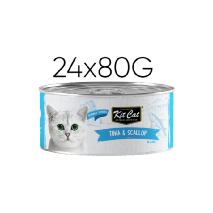 Kit Cat Deboned Tuna & Scallop Toppers – Wet Cat Food – 24 × 80 G