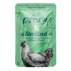 Pramy Sterilized Adult Chicken Meat Topping Tuna in Jelly – Wet Cat Food – 70 g