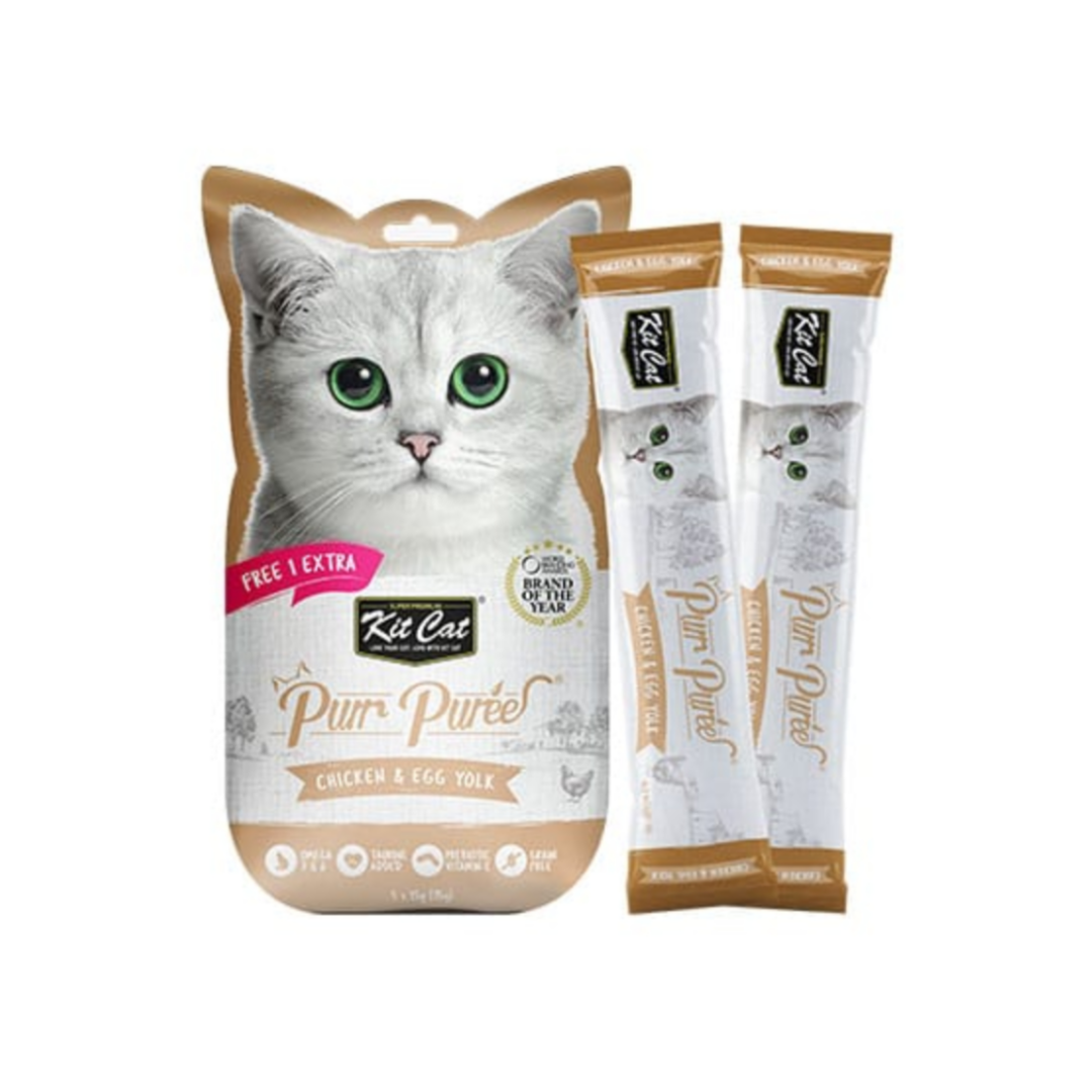 Kit Cat Purr Puree Chicken & Egg Yolk Cat Treats – 5 x 15 g