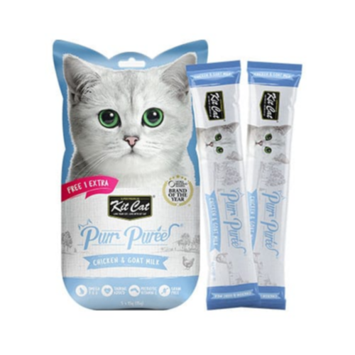 Kit Cat Purr Puree Chicken & Goat Milk Cat Treats – 5 x 15 g