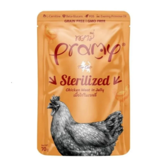 Pramy Sterilized Adult Chicken in Jelly – Wet Cat Food – 70 g