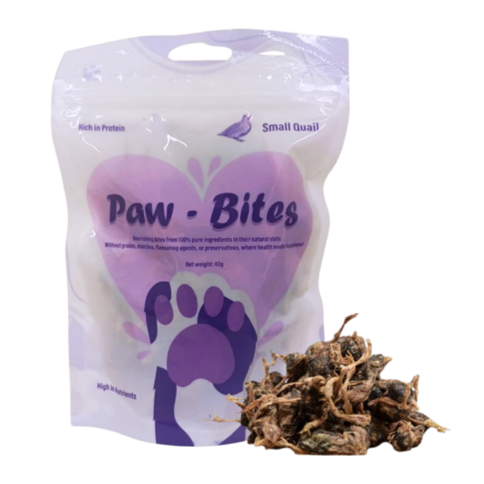 Paw-Bites Small Quail Pieces – Natural Pet Treats – 40 g