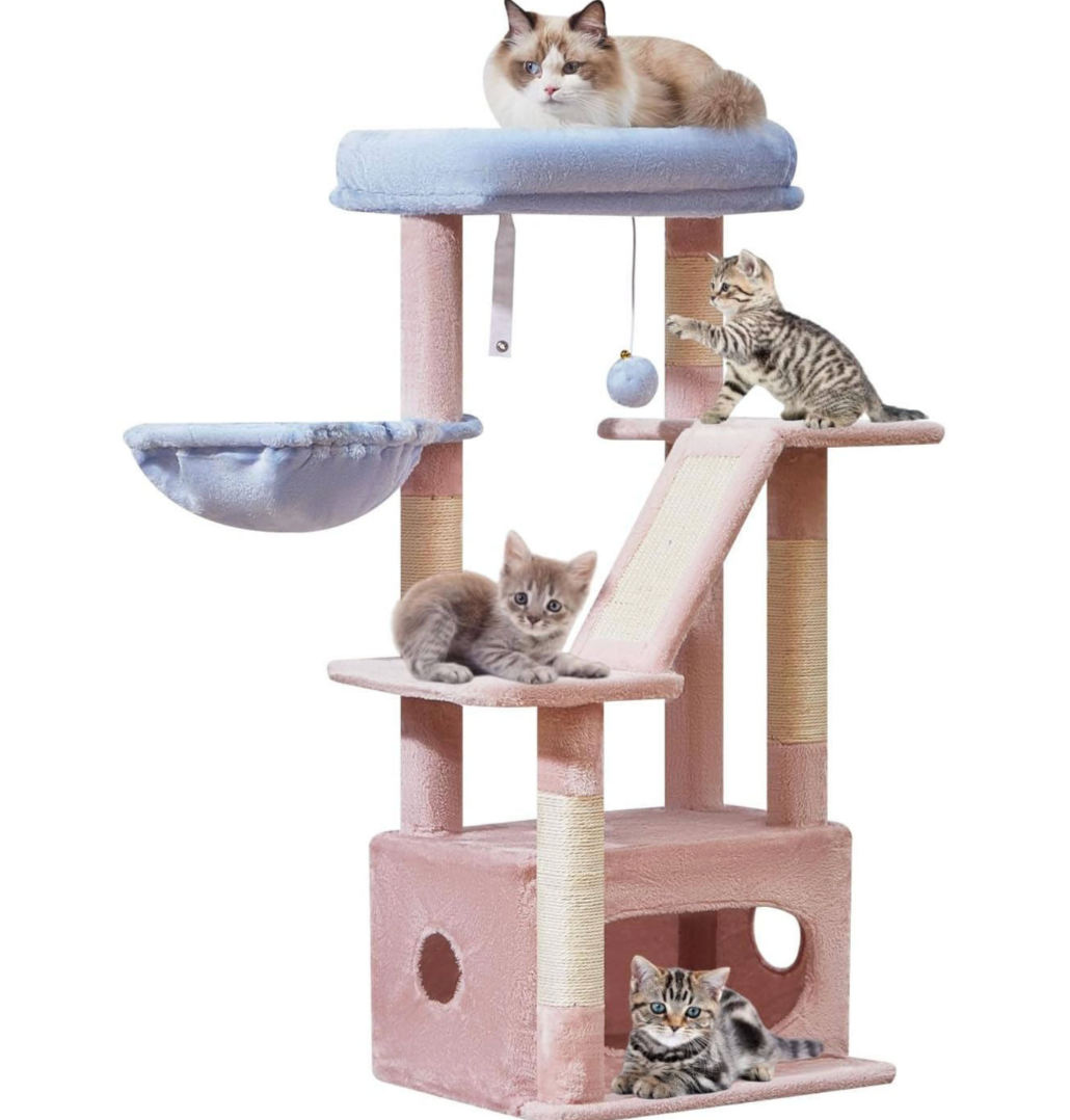 Multi-Level Cat Tree with Condo, Hammock & Scratching Posts 42 x 33 x 97 cm