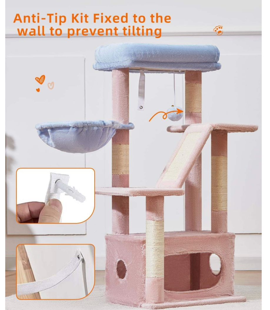 Multi-Level Cat Tree with Condo, Hammock & Scratching Posts 42 x 33 x 97 cm - Image 2