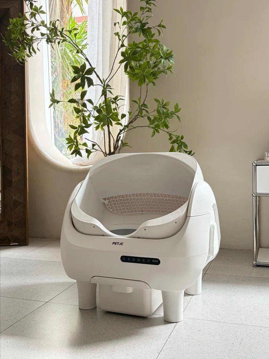 PetJC XXL Self-Cleaning Cat Litter Box with App Control - White