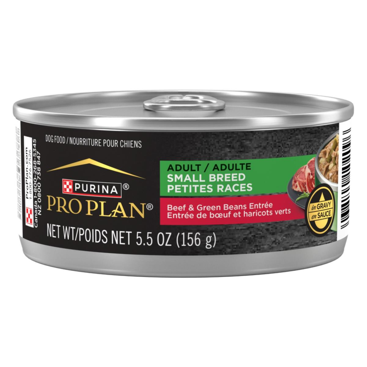 PRO PLAN Adult Small Breed Beef & Green Beans Entrée in Gravy Wet Dog Food – 156g