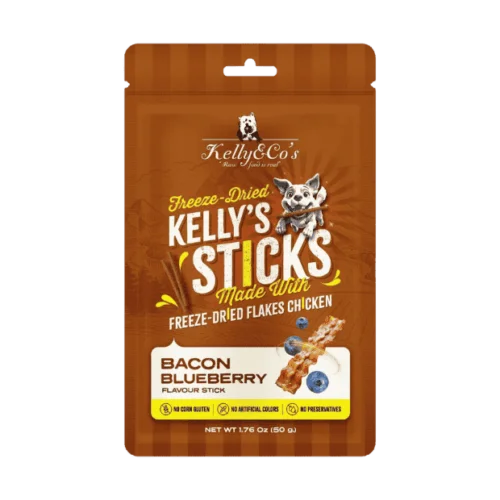 Kelly & Co’s Dog Freeze-Dried Sticks BACON BLUEBERRY Flavor – 50g